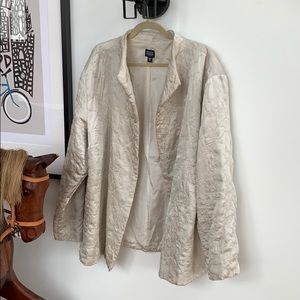 Eileen Fisher embroidered cream silk jacket
